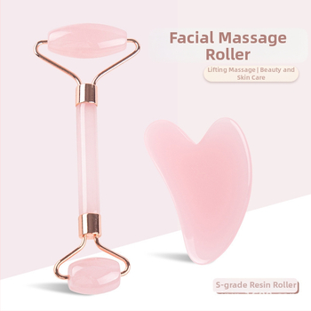 Гуа ша плоча за лице с двойна глава масажор, кристална плоча, естествена смола, марка Yongtu