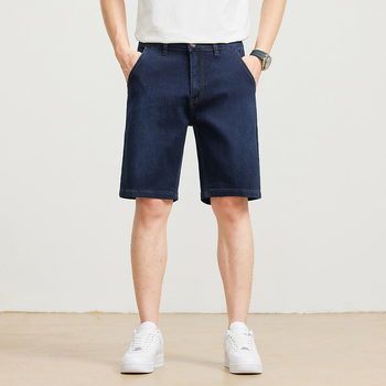 Мъжки дънки с права кройка, средна талия, памук, множество джобове, обработени без гладене