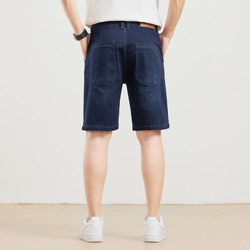 Мъжки дънки с права кройка, средна талия, памук, множество джобове, обработени без гладене