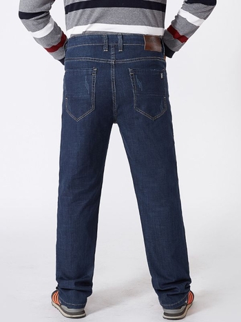 Мъжки дънки с права кройка, висока талия, деним 95% памук, бродерия и измиване