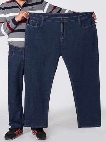 Мъжки дънки с права кройка, висока талия, деним 95% памук, бродерия и измиване