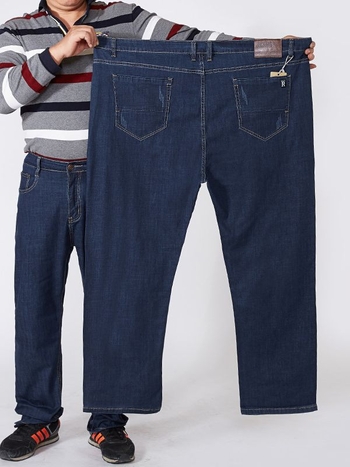 Мъжки дънки с права кройка, висока талия, деним 95% памук, бродерия и измиване