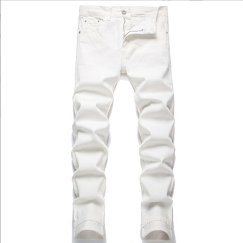 Džinsai su penkiais kišenėmis, tiesus kirpimas, vidurio juosmuo, išskalbtas medvilnės audinys, vidutinė elastingumas