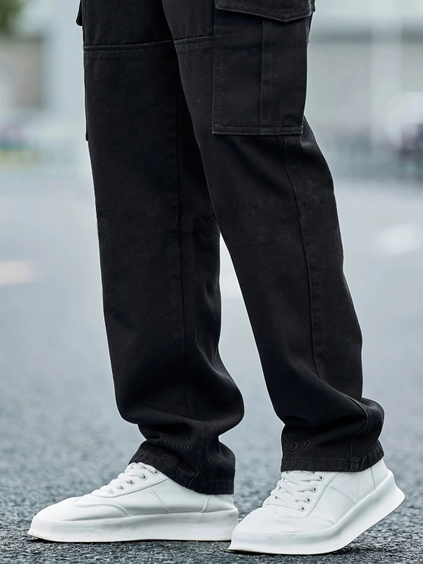 Vyriniai džinsai, plačios kelnės, vidutinis liemuo, užtrauktukas, medvilnė 70–80%