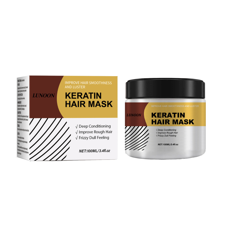 Keratino plaukų kaukė — drėkinanti ir atkurianti esencija sausoms ir garbanotiems plaukams (110 g, gėlių kvapas, tinkama visiems plaukų tipams, keratino pagrindu formulė)