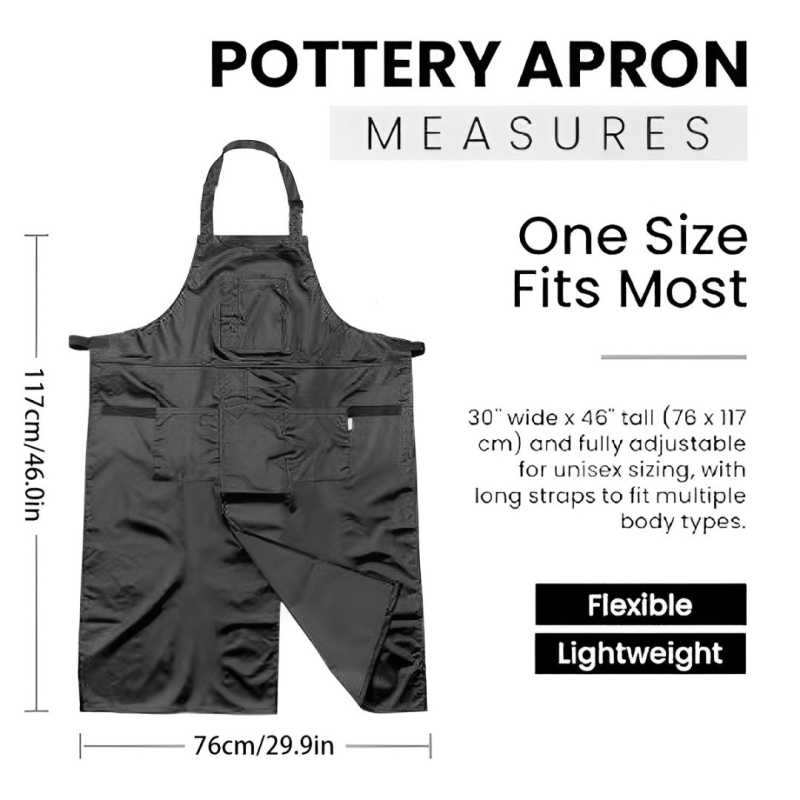 Be rankovių, vandeniui atspari poliesterio prijuostė su keliomis kišenėmis, virtuvei, namams ir lauko darbams