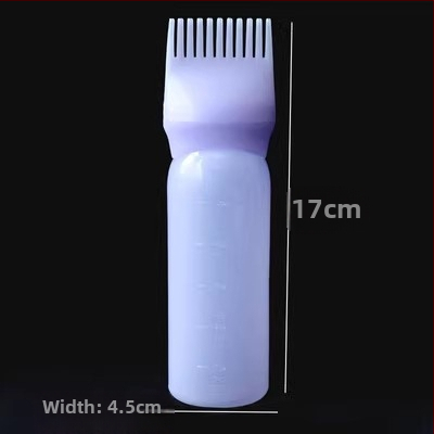 Bočica za bojanje kose s aplikatorom nalik češlju i posudom za kremu za bojanje, za salon