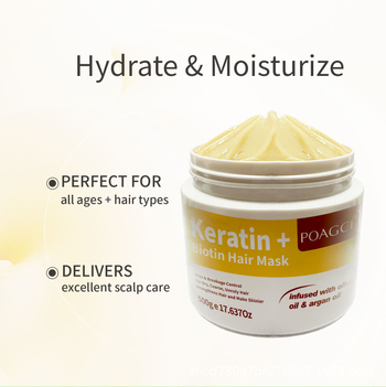 Keratino biotino plaukų kaukė – taiso pažeistus plaukus, maitina plaukų šaknis, stiprina plaukus ir apsaugo nuo lūžimo, tinka visų tipų plaukams