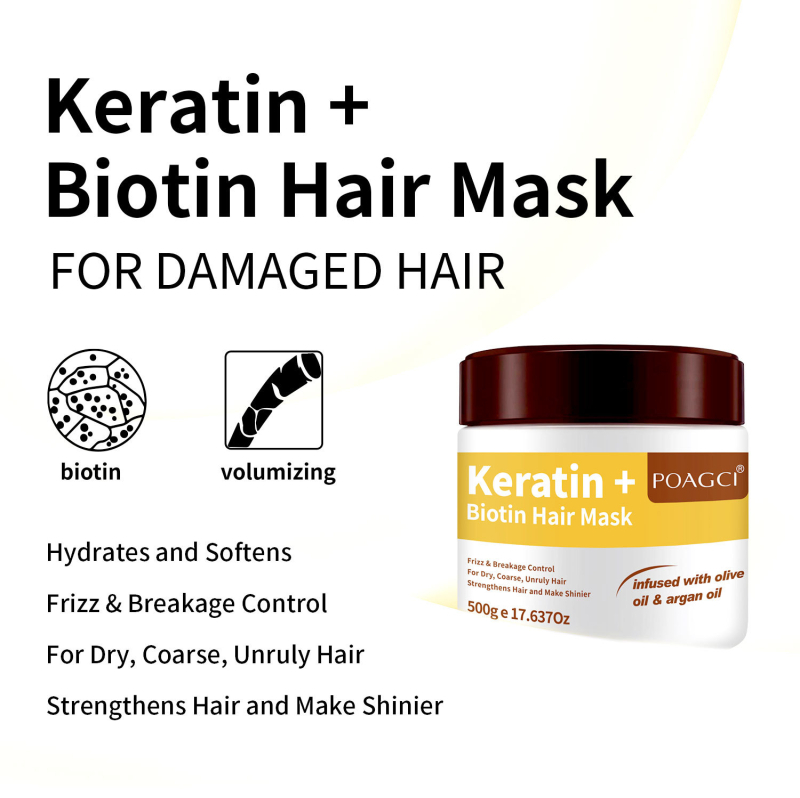 Keratino biotino plaukų kaukė – taiso pažeistus plaukus, maitina plaukų šaknis, stiprina plaukus ir apsaugo nuo lūžimo, tinka visų tipų plaukams