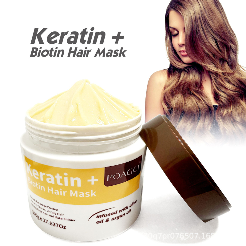Keratino biotino plaukų kaukė – taiso pažeistus plaukus, maitina plaukų šaknis, stiprina plaukus ir apsaugo nuo lūžimo, tinka visų tipų plaukams