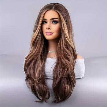 Sieviešu parūka, viļņota, ar Qi bangs, zīda materiāls, var krāsot, eksotiskais stils