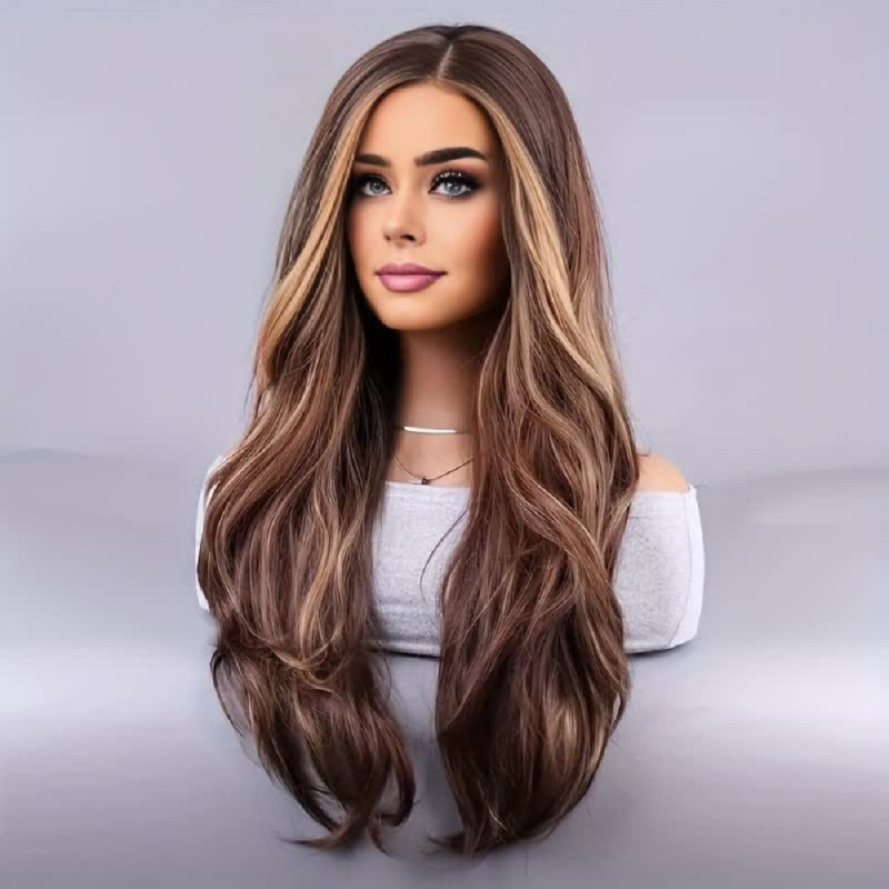 Sieviešu parūka, viļņota, ar Qi bangs, zīda materiāls, var krāsot, eksotiskais stils