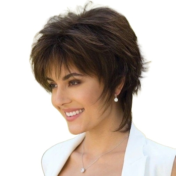 Περούκα γυναικεία, κοντά ίσια μαλλιά, ίνες θερμοανθεκτικές, βαφόμενη, μοντέλο 3877