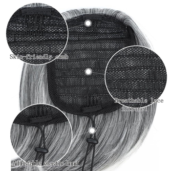 Uodeginė parūka, trumpa tiesi, vidinis užsegimas, aukštos temperatūros pluoštas, modelis PY227, Xia Xun