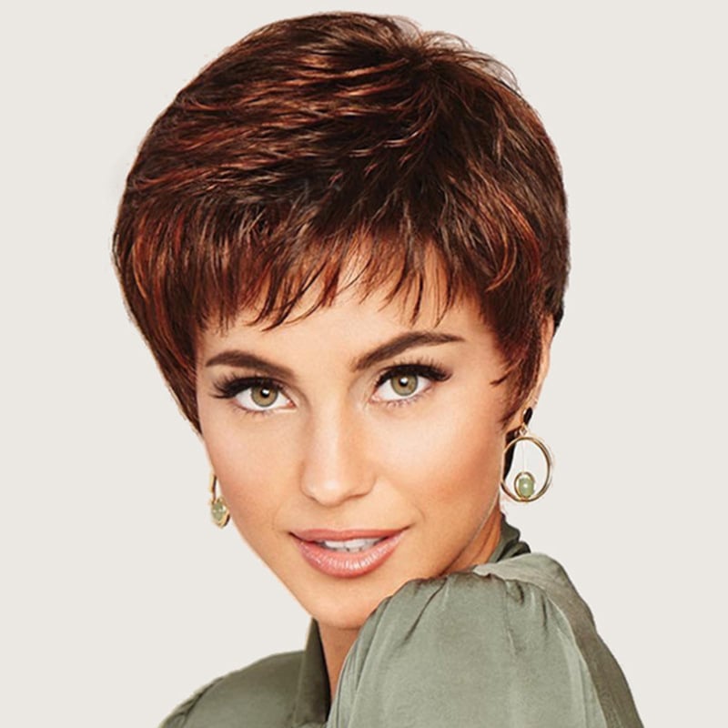 Перука с къса права коса, модел wig-3677, материал на косата: жица с висока температура, наклонена челка, симулирани коси