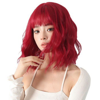 Κοντή γυναικεία περούκα με φράντζα, υφή νερού-κύματα, ίνες υψηλής θερμοκρασίας, μοντέλο 781