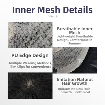 Мъжки парик от естествени коси с механизъм, къса дължина, може да се боядисва и да се подлага на перманентна обработка, покрива оплешивяване