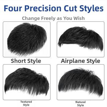 Мъжки парик от естествени коси с механизъм, къса дължина, може да се боядисва и да се подлага на перманентна обработка, покрива оплешивяване