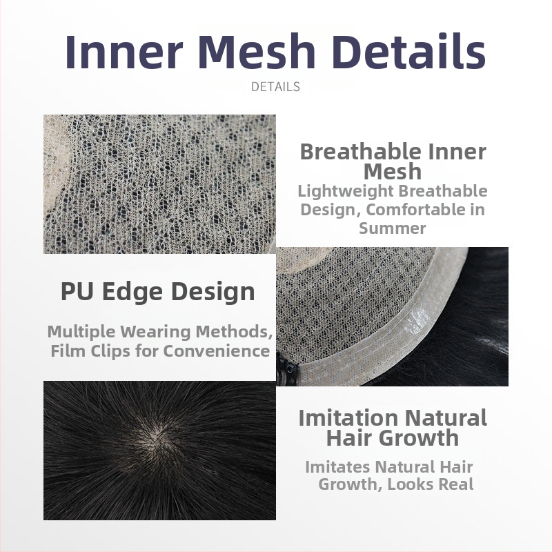 Мъжки парик от естествени коси с механизъм, къса дължина, може да се боядисва и да се подлага на перманентна обработка, покрива оплешивяване