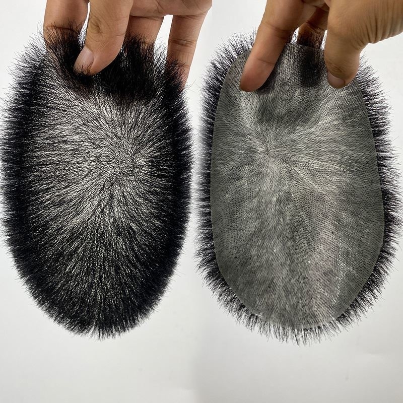 Мъжка перука с пълен биологичен скалп, естествени човешки коси, изцяло ръчно изработена