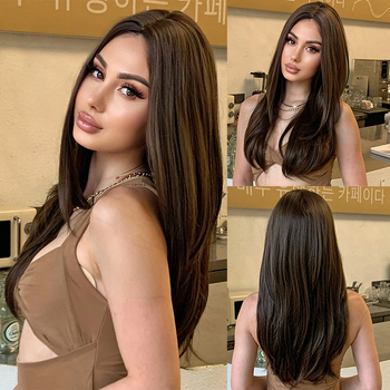 Перука с дълга права коса, екзотичен стил, модел 010, за дами, термоустойчива синтетична нишка, дълга челка