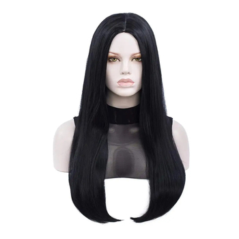 Перука с дълга права коса, екзотичен стил, модел 010, за дами, термоустойчива синтетична нишка, дълга челка