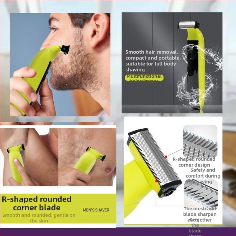 Elektriskais ķermeņa skuveklis visam ķermenim, USB uzlāde, pilnīgi mazgājams, divpusējie asmeņi no smalka tērauda