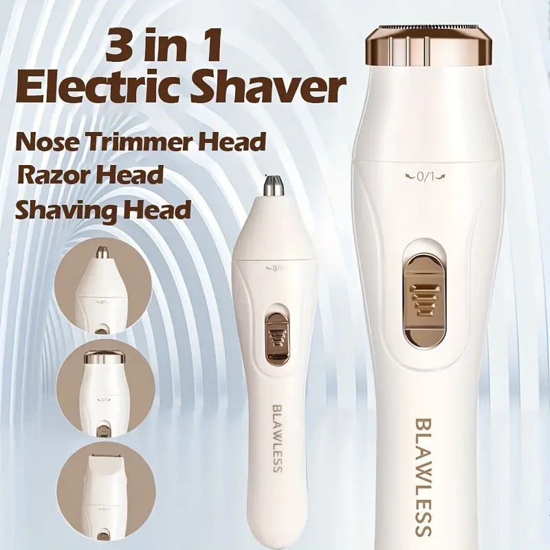 Elektriskā skuvekle 3-1 ar trimmeri uzacīm un deguna apmatojuma griezēj, USB uzlāde, mitra un sausa izmantošana, visam ķermenim