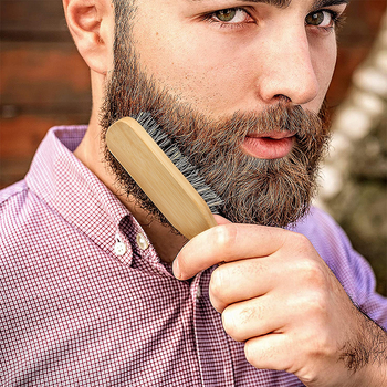 FG Бамбуков комплект за мъже за брада и коса — гребен за оформяне и почистваща четка, персонализирана опаковка
