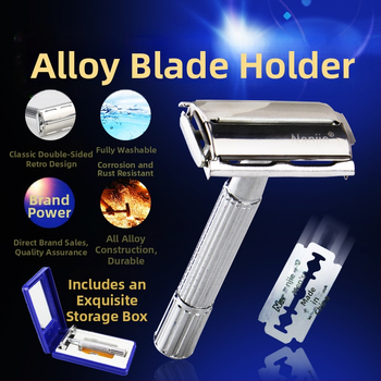 Rokasgriezējs pilnmetāla divpusējs skuveklis ar nerūsējošā tērauda asmeni, rotējoša galva