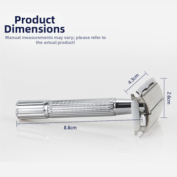 Rokasgriezējs pilnmetāla divpusējs skuveklis ar nerūsējošā tērauda asmeni, rotējoša galva