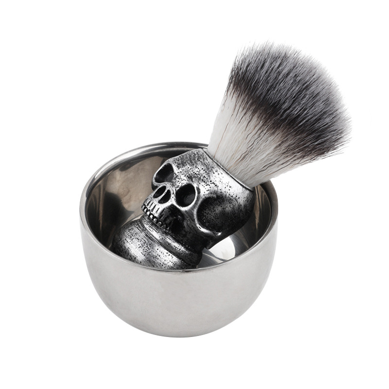 CestoMen Szakállhabozó Habkefés Készlet Rozsdamentes Acél Szappanbögrével, 50 ml