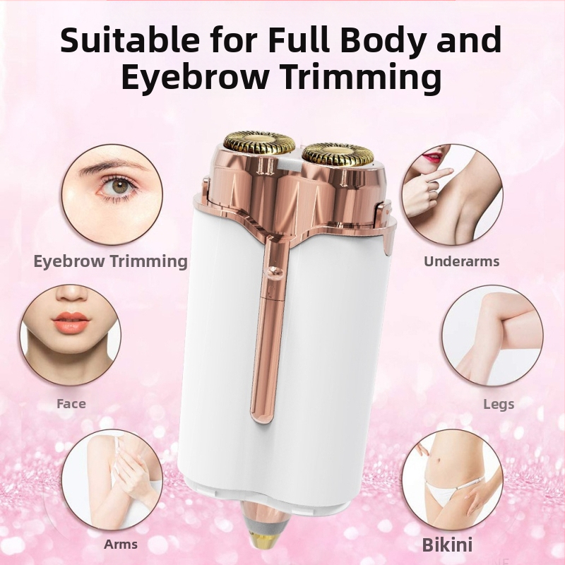 Електрическо устройство за обезкосмяване на жени, миещо се, USB захранване, двуглав тример с ножове от неръждаема стомана, модел S107, мотор с четки