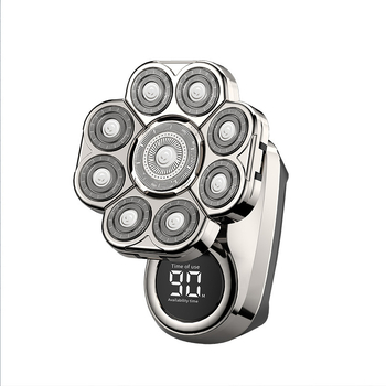 Elektriskais skuveklis ar rotējošu daudzslāņu galvu (>4), iekšējā akumulatora 500–800 mAh, darbības laiks 2 stundas, pilnīgi mazgājams