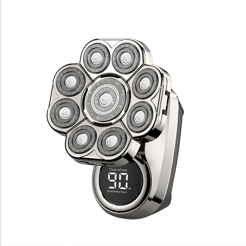 Elektriskais skuveklis ar rotējošu daudzslāņu galvu (>4), iekšējā akumulatora 500–800 mAh, darbības laiks 2 stundas, pilnīgi mazgājams