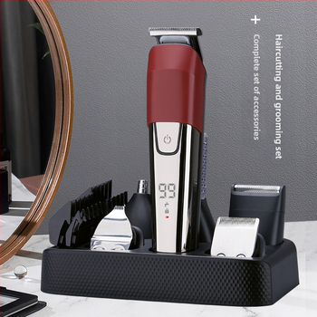 Електрическа подстригваща машинка с LCD дисплей, шест в едно, ножове от неръждаема стомана, вградена презареждаща се батерия 500–800 mAh, време на работа 1–3 часа
