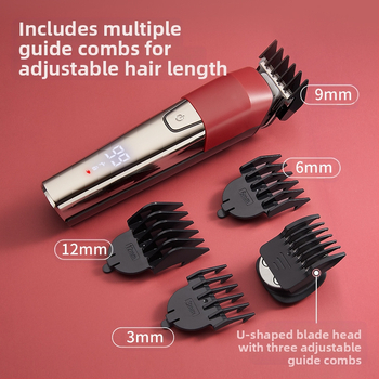 Електрическа подстригваща машинка с LCD дисплей, шест в едно, ножове от неръждаема стомана, вградена презареждаща се батерия 500–800 mAh, време на работа 1–3 часа