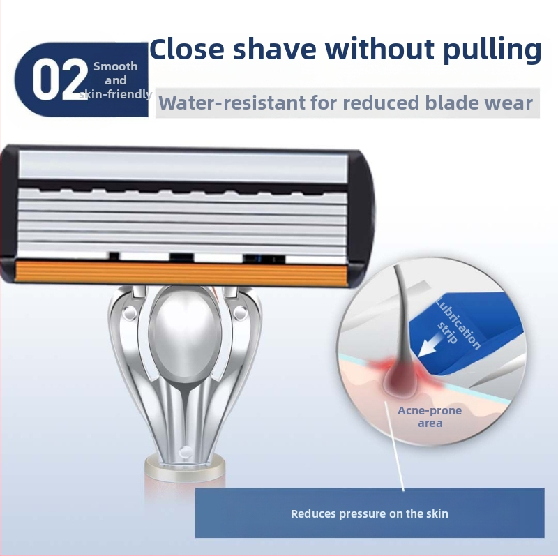 Ръчна самобръсначка с шестслойна дръжка за пръсти и седемслойна глава на острието — Jia zhikou