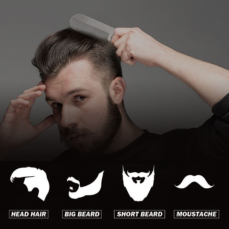 LUOTTS rozsdamentes acél szakállformázó fésű – mini, hordozható, többfunkciós