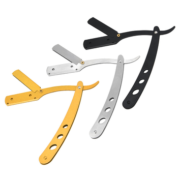 Rokas skuveklis no nerūsējošā tērauda, saliekams vintage dizains, sejas un uzacu skūšanai, skuveklim turētājs