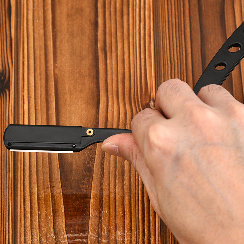 Rokas skuveklis no nerūsējošā tērauda, saliekams vintage dizains, sejas un uzacu skūšanai, skuveklim turētājs