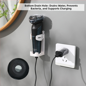 Skutimosi peilio ir dantų šepetėlio laikiklis — sieninis, be gręžimo, su siurbimo laikikliu, iš plastiko