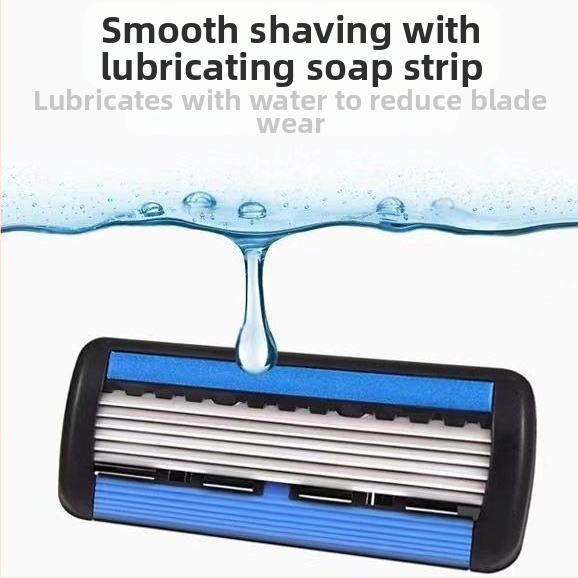 Ръчен 6-слоен бръснач за мъже с заменяема глава и антинадраскващи остриета
