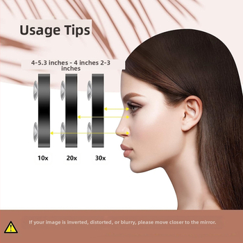 Козметично огледало с вакуумна чашка, кръгло, увеличения 10×/20×/30×, ABS рамка и алуминиево огледало