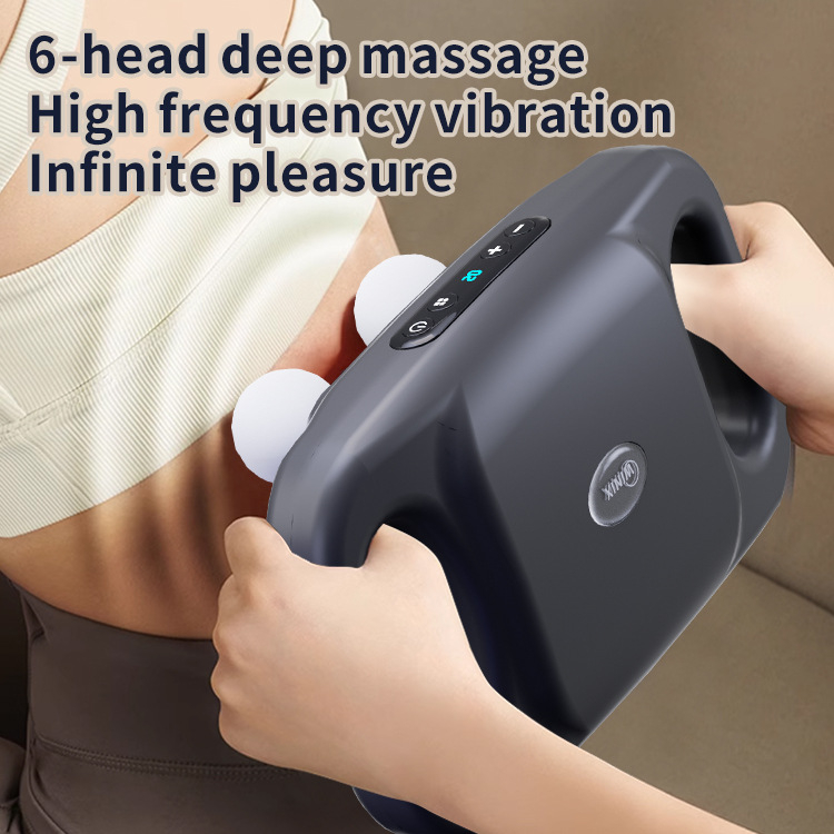 Fascial massager pistoletas su 6 galvutėmis, profesionalaus lygio, bešepetėlis variklis, LCD ekranas, 5+ greičiai, įmontuota baterija 1200–2000 mAh