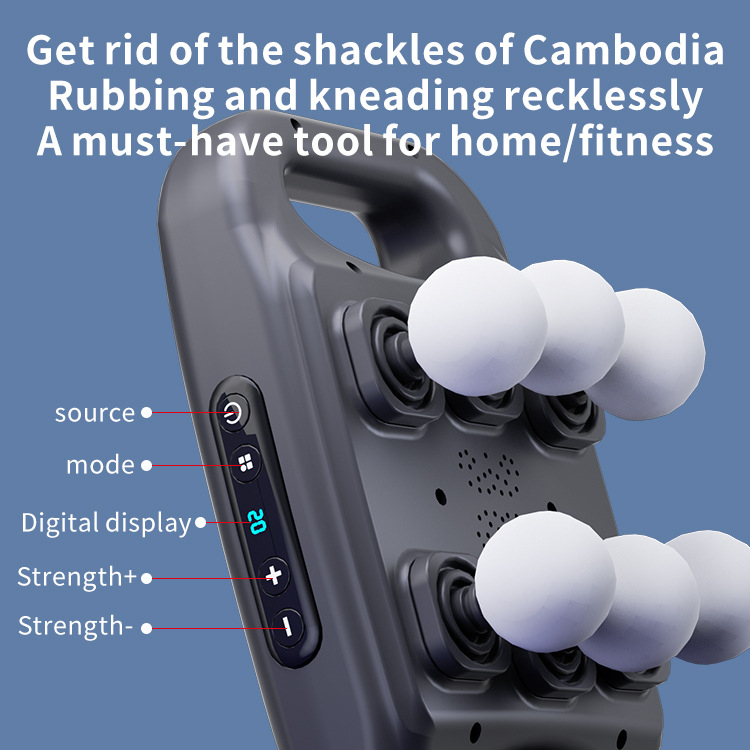 Fascial massager pistoletas su 6 galvutėmis, profesionalaus lygio, bešepetėlis variklis, LCD ekranas, 5+ greičiai, įmontuota baterija 1200–2000 mAh