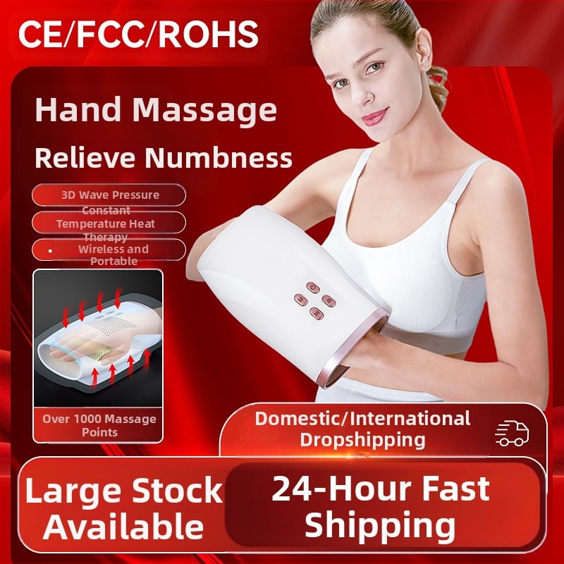 Rankų masažuoklis A30, belaidis ir nešiojamas, oro pagalvėlės masažas su šildymu, žmogaus rankos imitacija, keli režimai, USB maitinimas