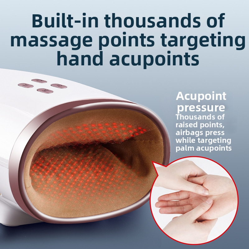 Rankų masažuoklis A30, belaidis ir nešiojamas, oro pagalvėlės masažas su šildymu, žmogaus rankos imitacija, keli režimai, USB maitinimas