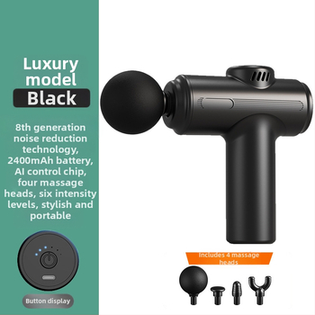 fasijos masažo įrankis su įkraunama baterija, be šepetėlių variklio, 4 antgaliai, 5 greičiai, 2000–4000 mAh baterija, triukšmas 36–45 dB