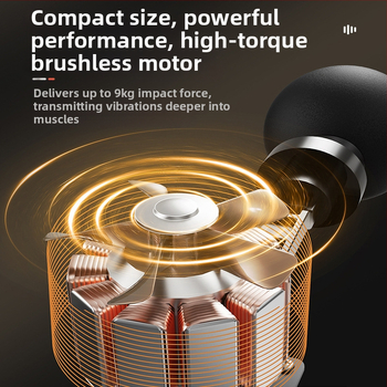 fasijos masažo įrankis su įkraunama baterija, be šepetėlių variklio, 4 antgaliai, 5 greičiai, 2000–4000 mAh baterija, triukšmas 36–45 dB